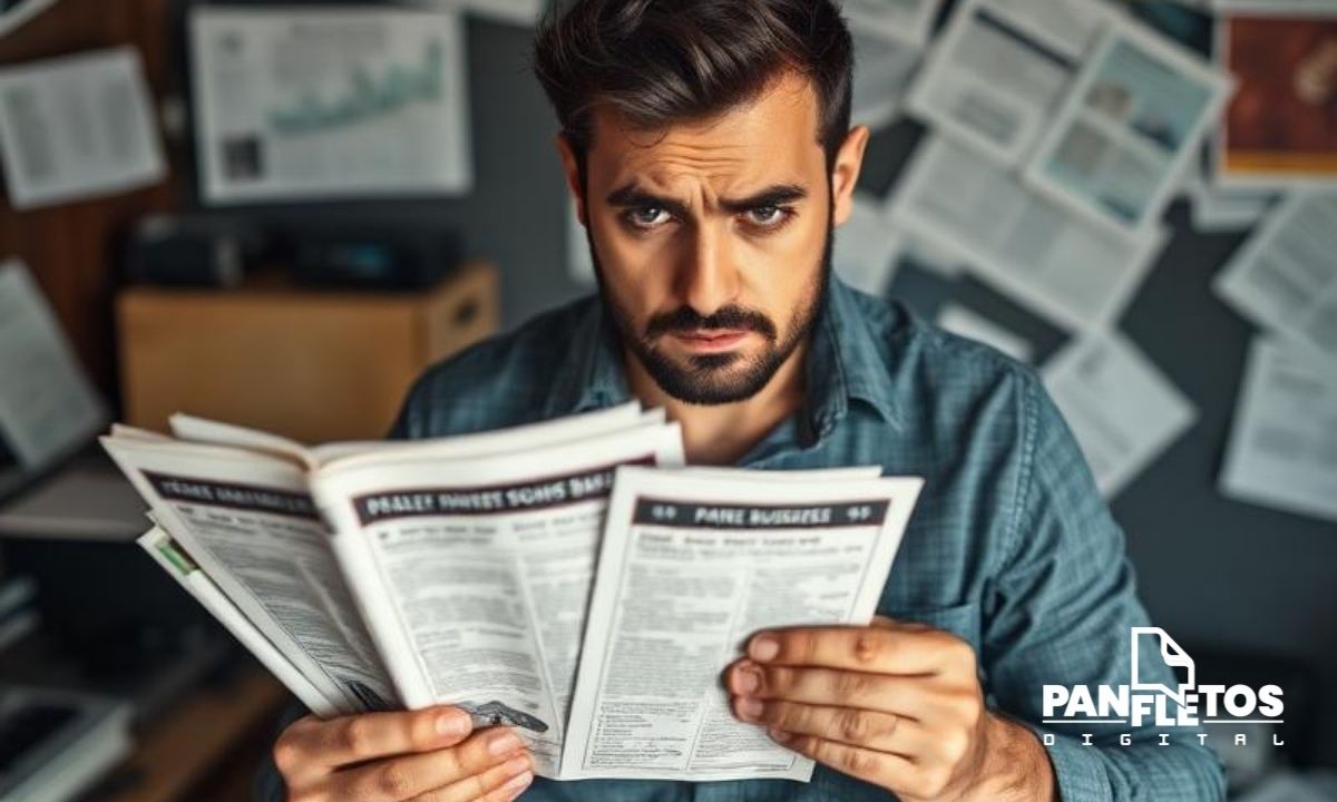 Empresário frustrado com panfletos